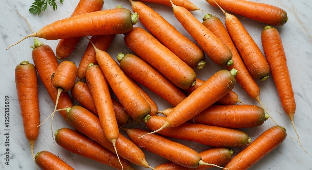 Fresh Carrots Displayed on Marble Countertop for Healthy Eating Concepts Fresh Carrots Displayed on Marble Countertop for Healthy Eating Concepts