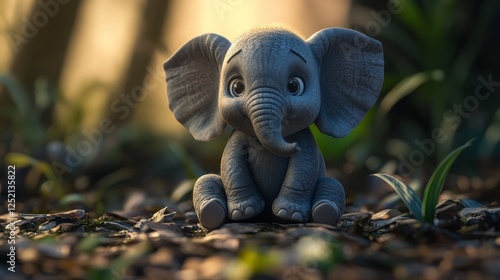 Wallpaper Mural Cartoon cute baby elephant sitting Torontodigital.ca
