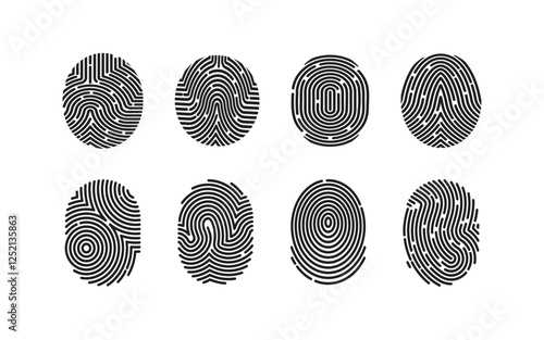 Set fingerprint scanning icon sign. Fingerprints icon set vector isolated. Fingerprints icon set vector isolated