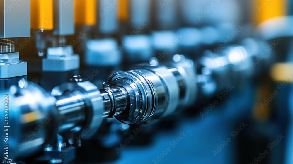 A precision engineering factory with CNC machines shaping metal components. A precision engineering factory with CNC machines shaping metal components.
