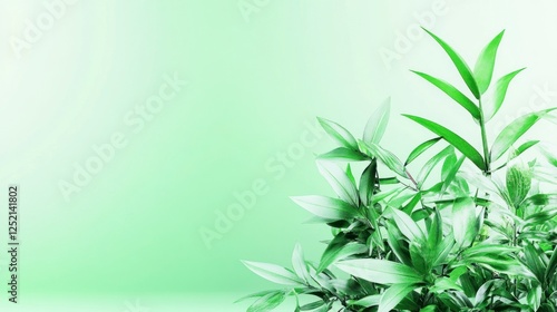 Lush Greenery in a Serene Space with Vibrant Leaves and Soft Background for Relaxing Nature Inspired Designs