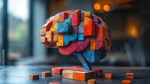 Dyspraxia Challenges and Development in Motor Skills through Colorful Brain Puzzle Blocks photo