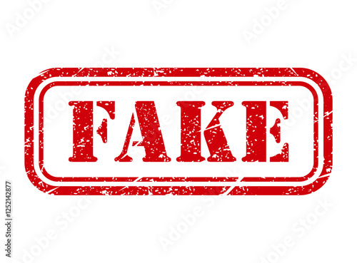 Fake stamp symbol, label sticker sign button, text banner vector illustration .