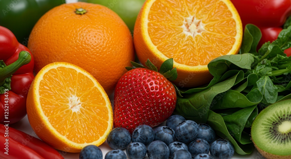 Fresh and Colorful Fruit and Vegetable Still Life Healthy Eating Fresh and Colorful Fruit and Vegetable Still Life Healthy Eating