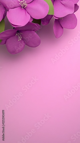 Realistic Spring Vibes with Purple Flowers Against a Soft Pink Background for Creative Projects
