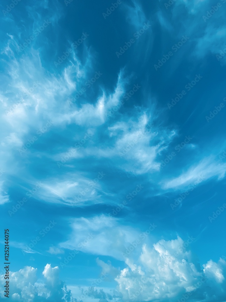 feathery clouds in blue sky feathery clouds in blue sky