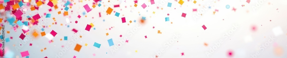 Vibrant confetti bursts, cascading down pure white , party, design Vibrant confetti bursts, cascading down pure white , party, design