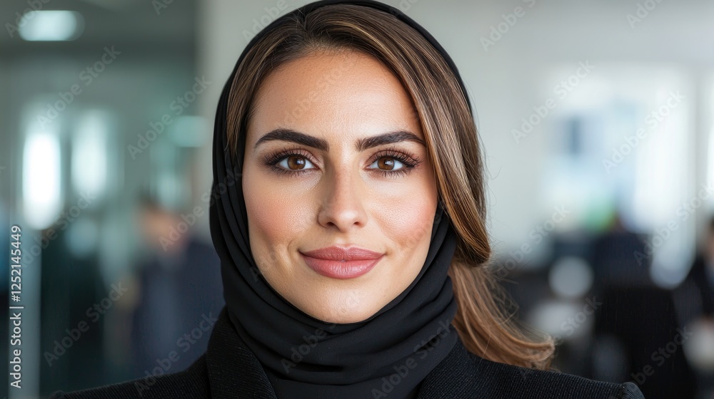 Businesswoman in office, confident expression, professional attire Businesswoman in office, confident expression, professional attire