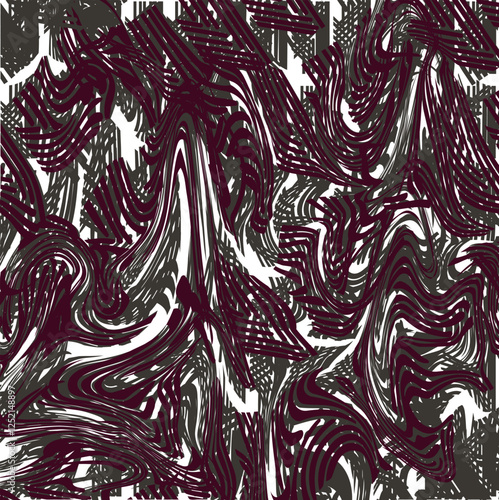 The dense, distorted texture consists of dark masses with stripes and ribbed shapes.