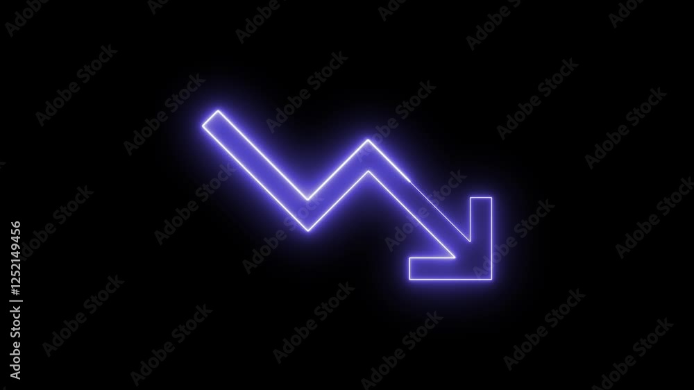 arrow going down tradingtone, animated in neon light arrow going down tradingtone, animated in neon light