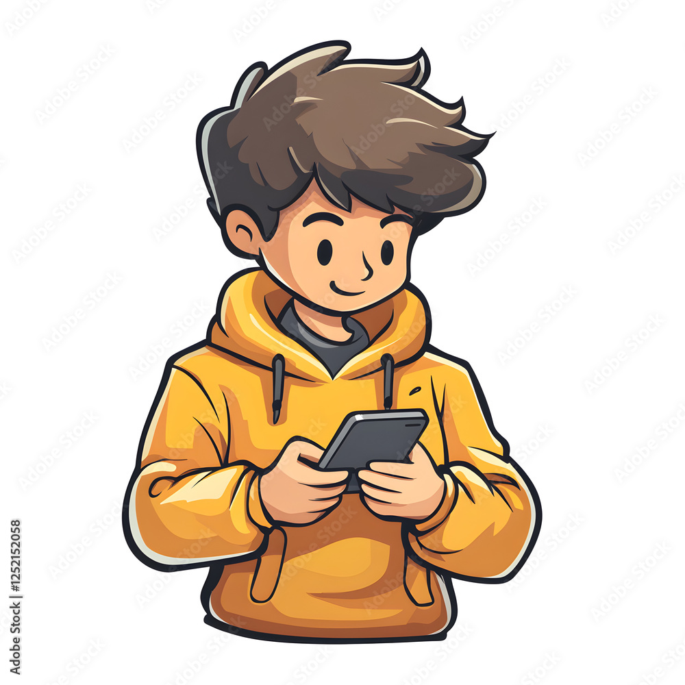Teen Boy Using Smartphone Mobile Phone Digital Device Teen Boy Using Smartphone Mobile Phone Digital Device