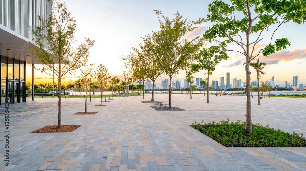 Obraz premium Modern Urban Park At Sunset In Miami