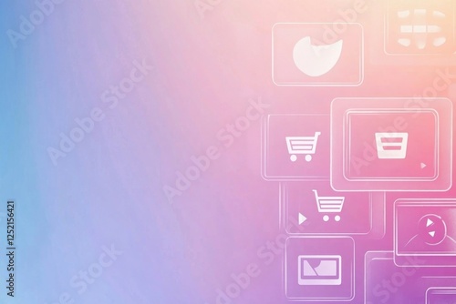 Abstract Digital Interface Design: E-commerce and Social Media Icons