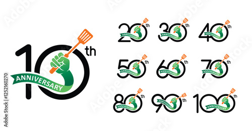 Set of anniversary hand cook number