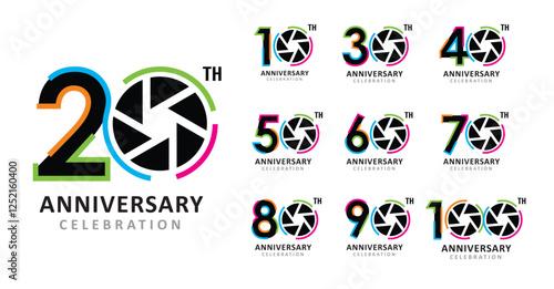 Set of anniversary number photography