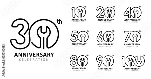 Set of anniversary design mechanic number