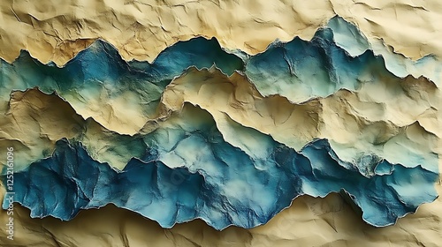 Wallpaper Mural Abstract Blue Mountains in Beige Terrain Artwork Torontodigital.ca