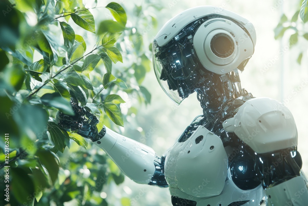 Fototapeta premium Green branch of a fruit tree with sunlight streaming through