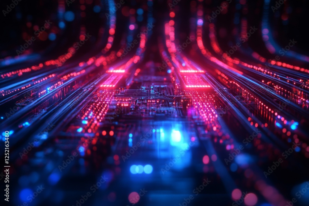 Abstract vibrant motion of glowing red and blue lights Abstract vibrant motion of glowing red and blue lights