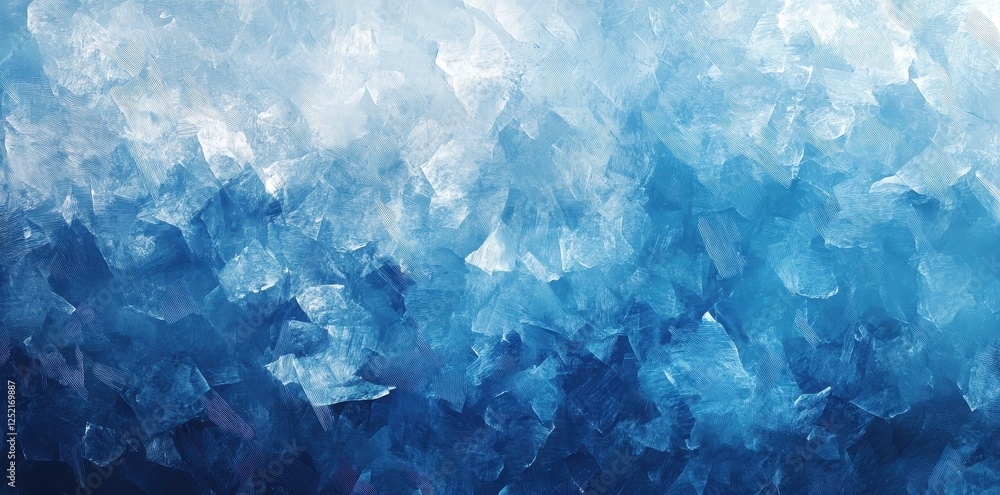 Obraz premium Blue and white abstract painting with a textured crystalline appearance