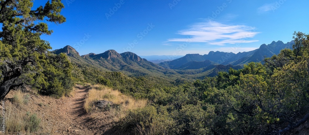 Hiking Trail Vista: Scenic Route Through Mountains, Nature Escape Hiking Trail Vista: Scenic Route Through Mountains, Nature Escape