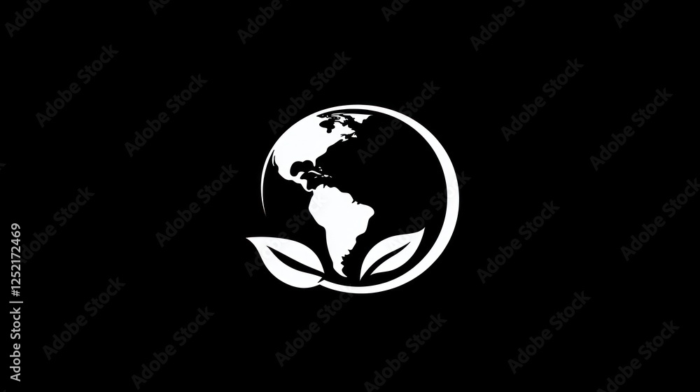 Obraz premium Earth logo with leaves, environmental concept, possible use as icon