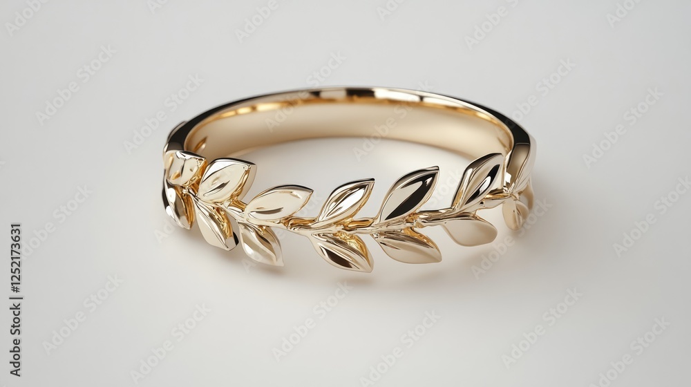 Elegant Gold Leaf Design Ring on Soft Background for Jewelry Display Elegant Gold Leaf Design Ring on Soft Background for Jewelry Display