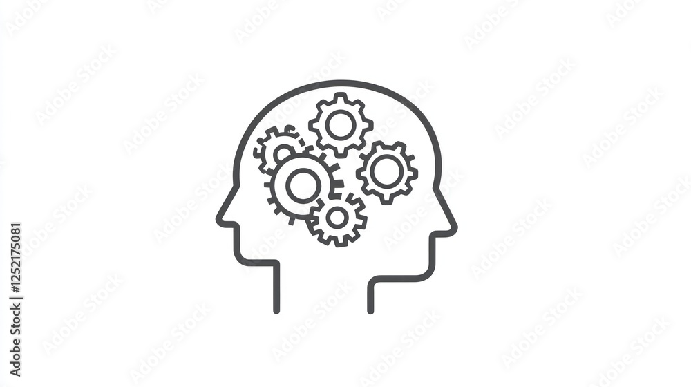 Conceptual illustration of human intellect and machinery Conceptual illustration of human intellect and machinery