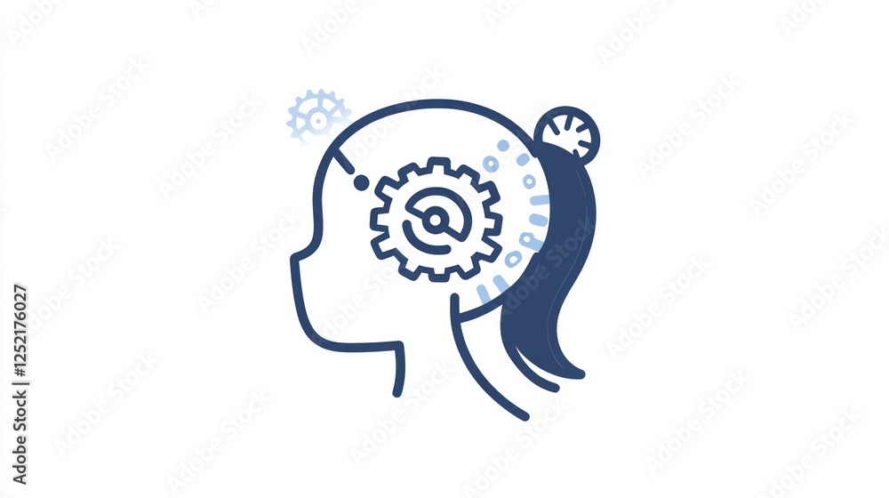 Child's mind gears turning, abstract icon Child's mind gears turning, abstract icon