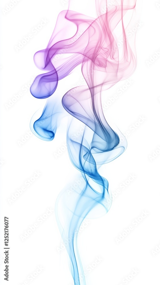 Colorful abstract smoke swirl on white background, creative design concept Colorful abstract smoke swirl on white background, creative design concept