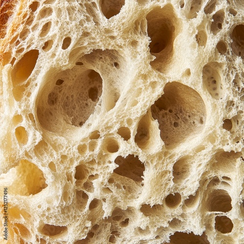 Close-up of Sourdough Bread Interior Texture and Structure