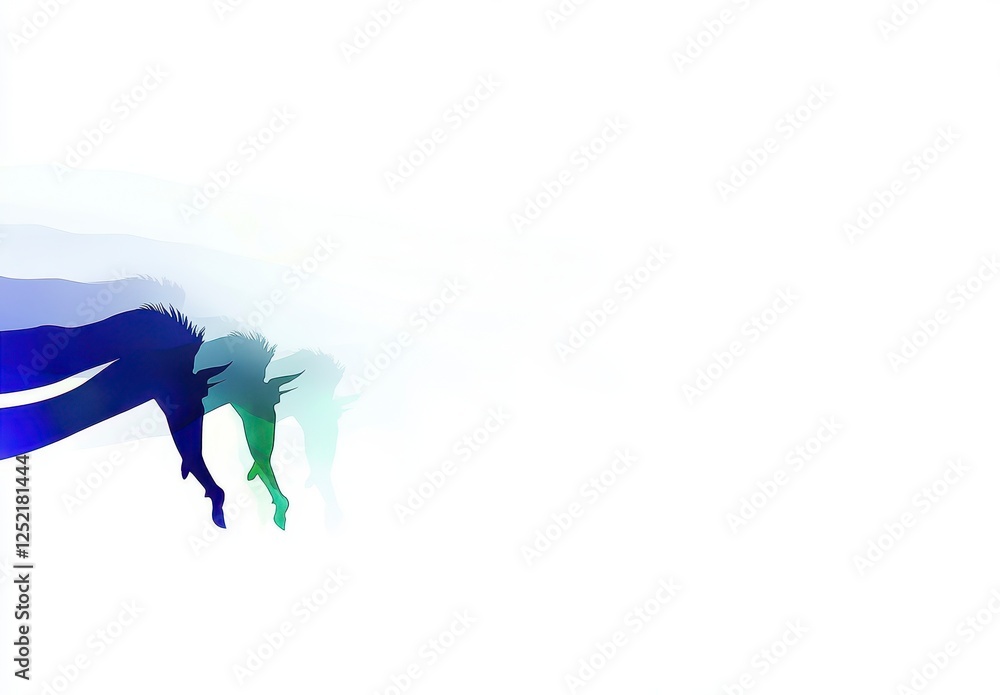 Obraz premium Vibrant Abstract Illustration of Running Horses in Motion Effect