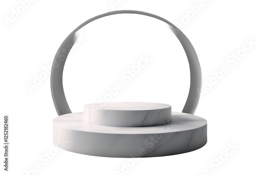 Obraz na płótnie minimal stage platform design white concrete podium luxury showcase circle sale box marble banner cylinder cosmetic scene render presentation 3d product concept wall display background w salonie