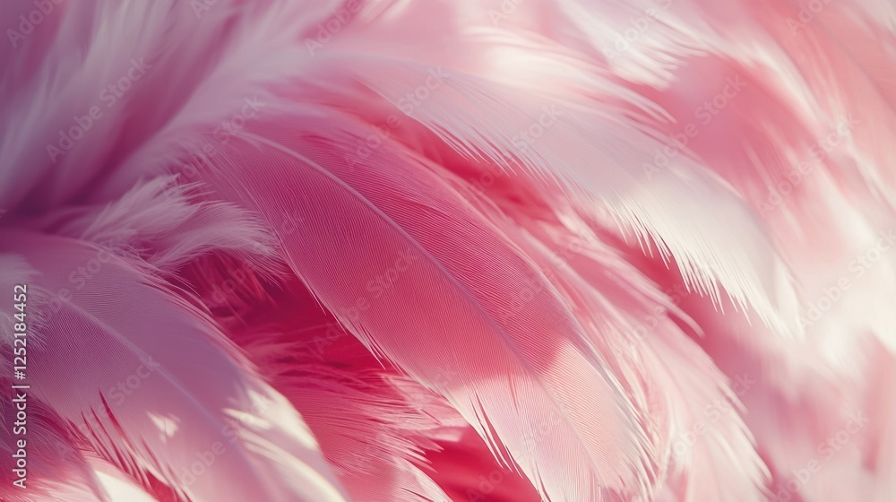 Obraz premium A detailed shot of flamingo feathers blowing in a breeze, showcasing shades of pink and white. 