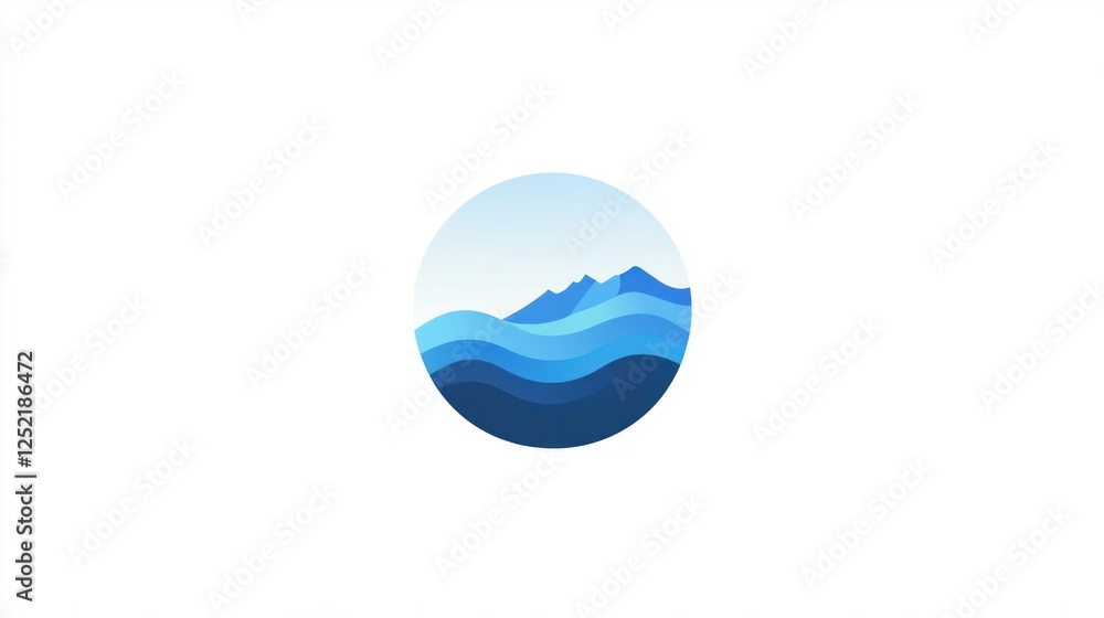 Abstract Ocean Waves Circle Graphic, Minimalist Design, Use Logo or Web Icon Abstract Ocean Waves Circle Graphic, Minimalist Design, Use Logo or Web Icon