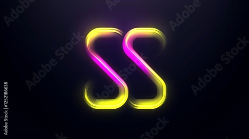 Wallpaper Mural Abstract Neon Double S-Shape with Yellow and Purple Glowing Lines Torontodigital.ca
