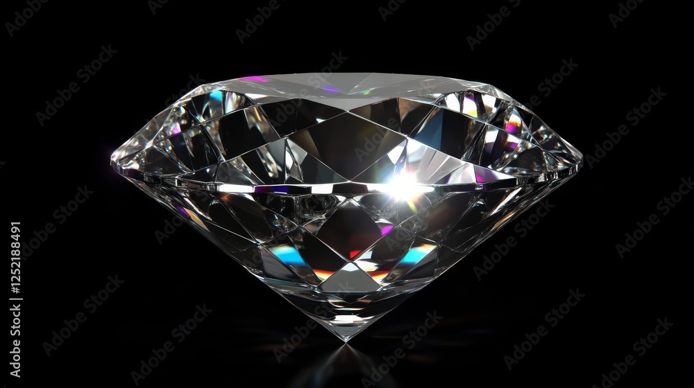 Sparkling diamond with colorful reflections on black background, luxury jewelry and elegance concept Sparkling diamond with colorful reflections on black background, luxury jewelry and elegance concept