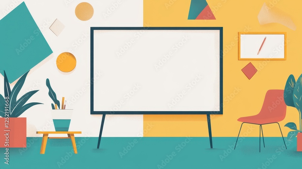 Fototapeta premium Minimalist illustration of a modern office space interior scene