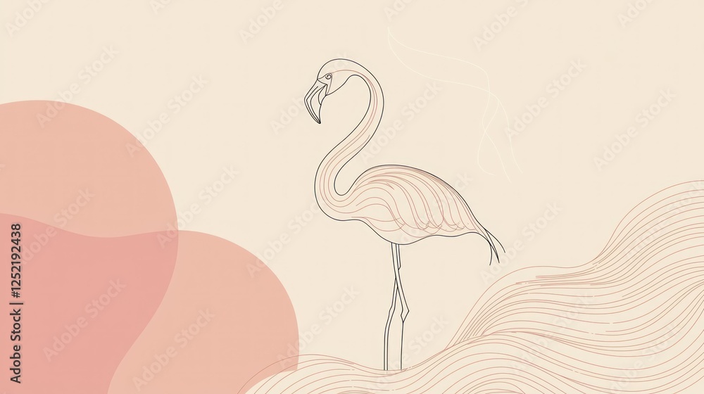 A minimalist flamingo vector with simple lines and soft pastel tones, perfect for branding. A minimalist flamingo vector with simple lines and soft pastel tones, perfect for branding.