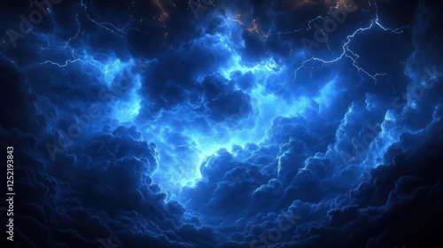 Dramatic Lightning Storm with Swirling Clouds in an Ominous Sky Hyper-Realistic Digital Illustration