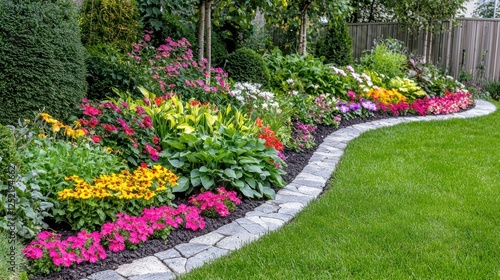 A neat vegetable garden with colorful flowers planted along its borders for decoration.
