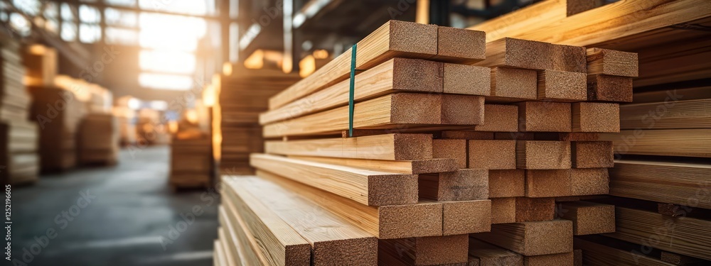Pine Wood Planks Stacked in Warehouse Natural Texture Lighting Modern Timber Processing Industry Pine Wood Planks Stacked in Warehouse Natural Texture Lighting Modern Timber Processing Industry