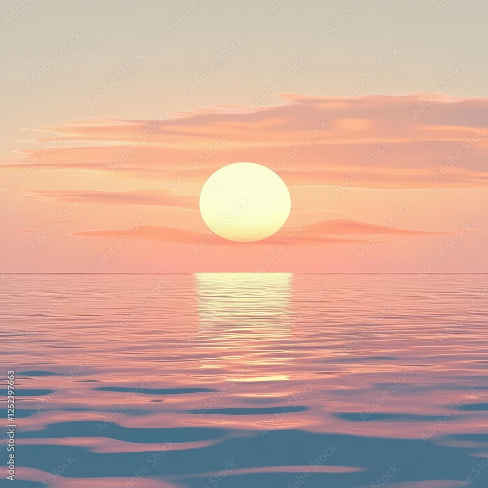 Peaceful sunset over calm waters creating a serene scene Peaceful sunset over calm waters creating a serene scene