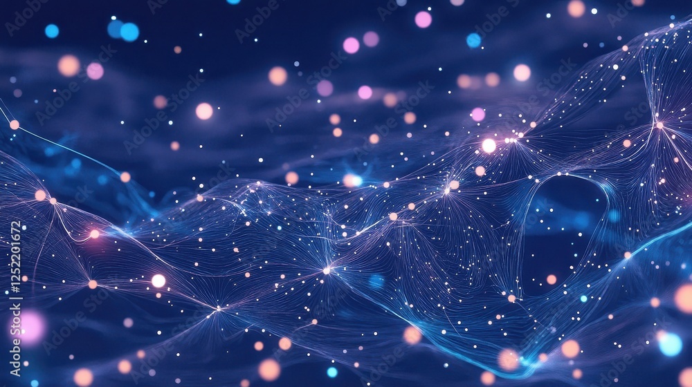 Obraz premium Abstract network of glowing points connected by thin lines