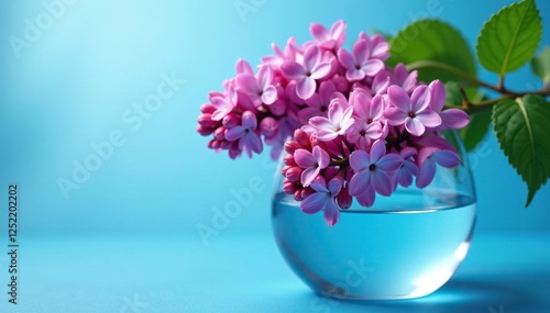 Wallpaper Mural fresh cut lilac stems submerged in a cool blue liquid filled with water, stems, submerged Torontodigital.ca