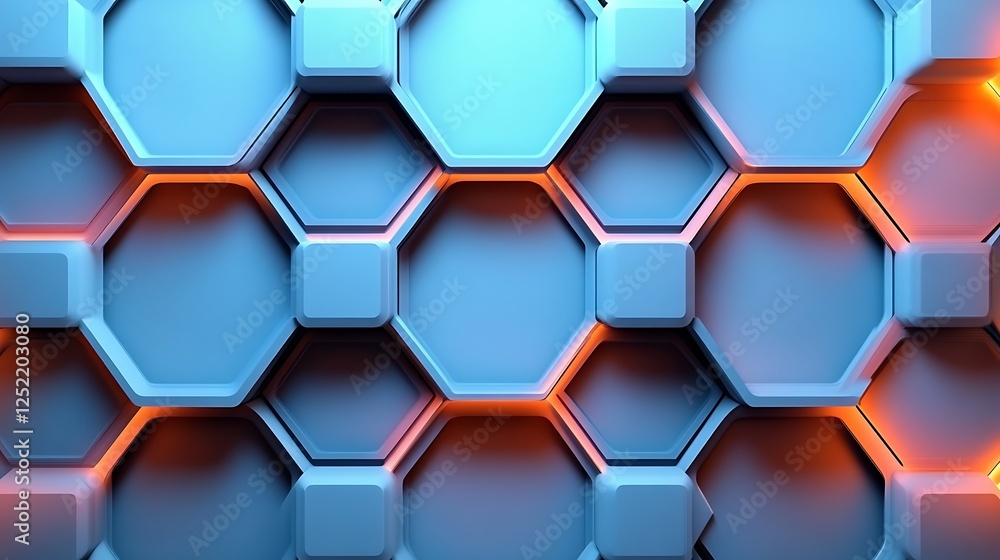 Abstract Hexagonal Pattern Blue Orange Background Abstract Hexagonal Pattern Blue Orange Background