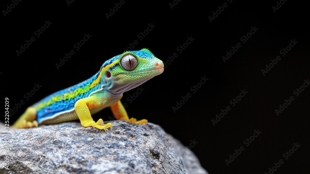 Obraz premium Colorful Gecko on Rock, Nature, Wildlife