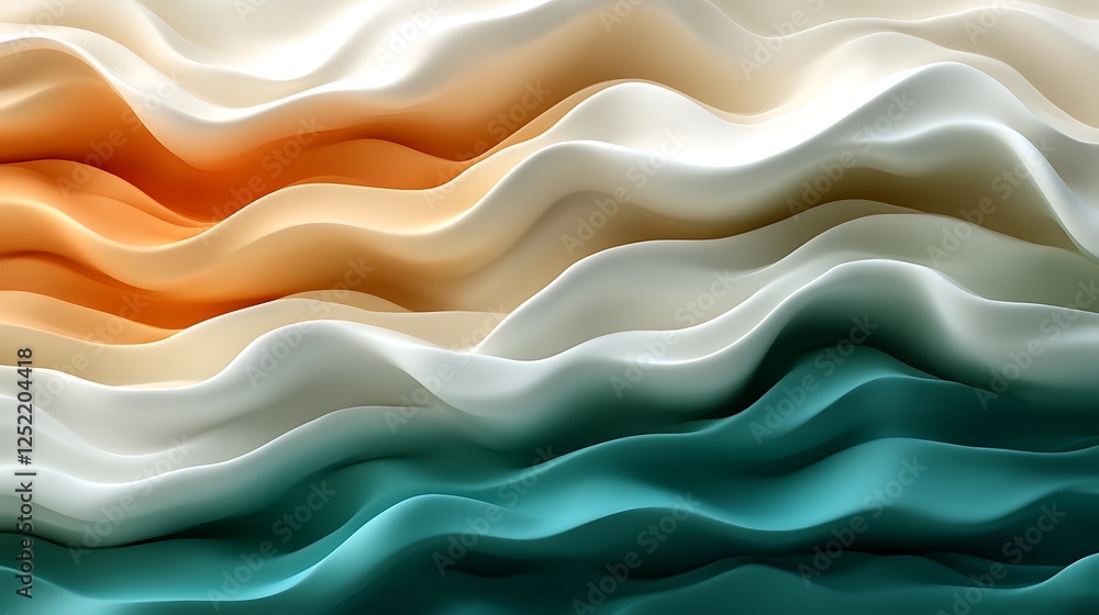 Abstract Waves of Creamy Orange White and Teal Abstract Waves of Creamy Orange White and Teal