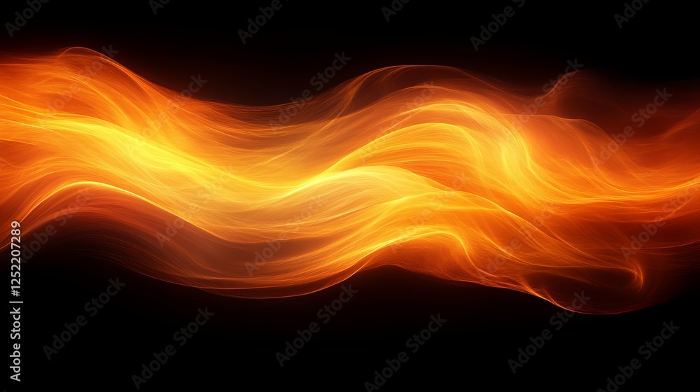 Abstract fiery wave with glowing orange swirls on black background, energy and motion concept Abstract fiery wave with glowing orange swirls on black background, energy and motion concept