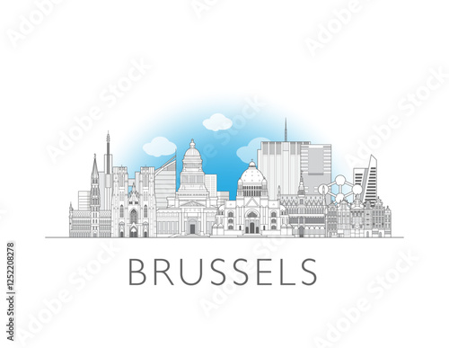 Brussels skyline cityscape vector illustration
